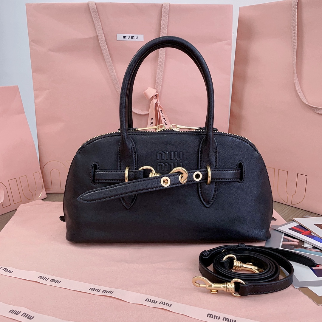 Miu Miu Leather Aventure Top Handle Bag – Black Handle Bags, Handbags – MIU217759