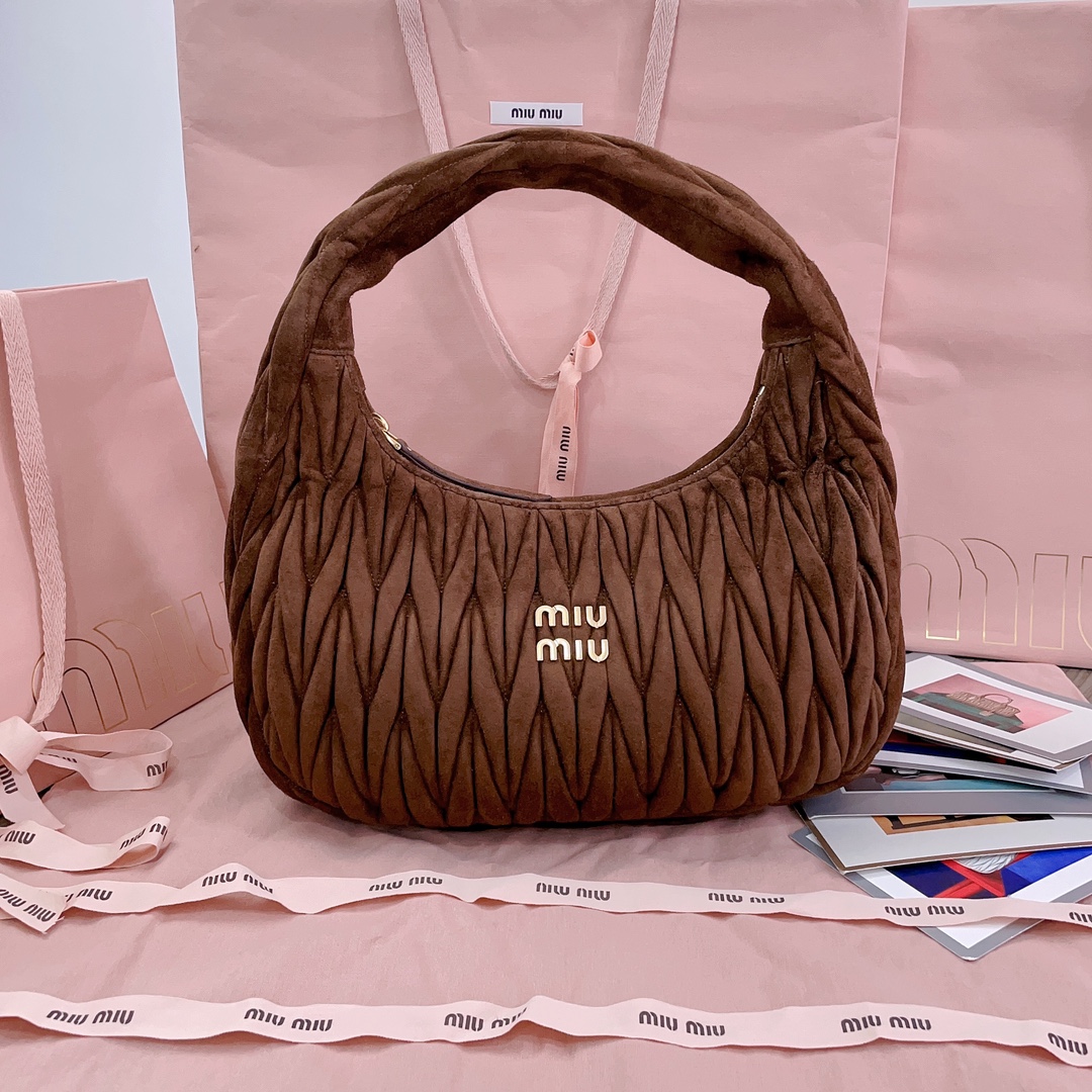 Miu Miu Wander Matelasse Hobo Bag in Cognac