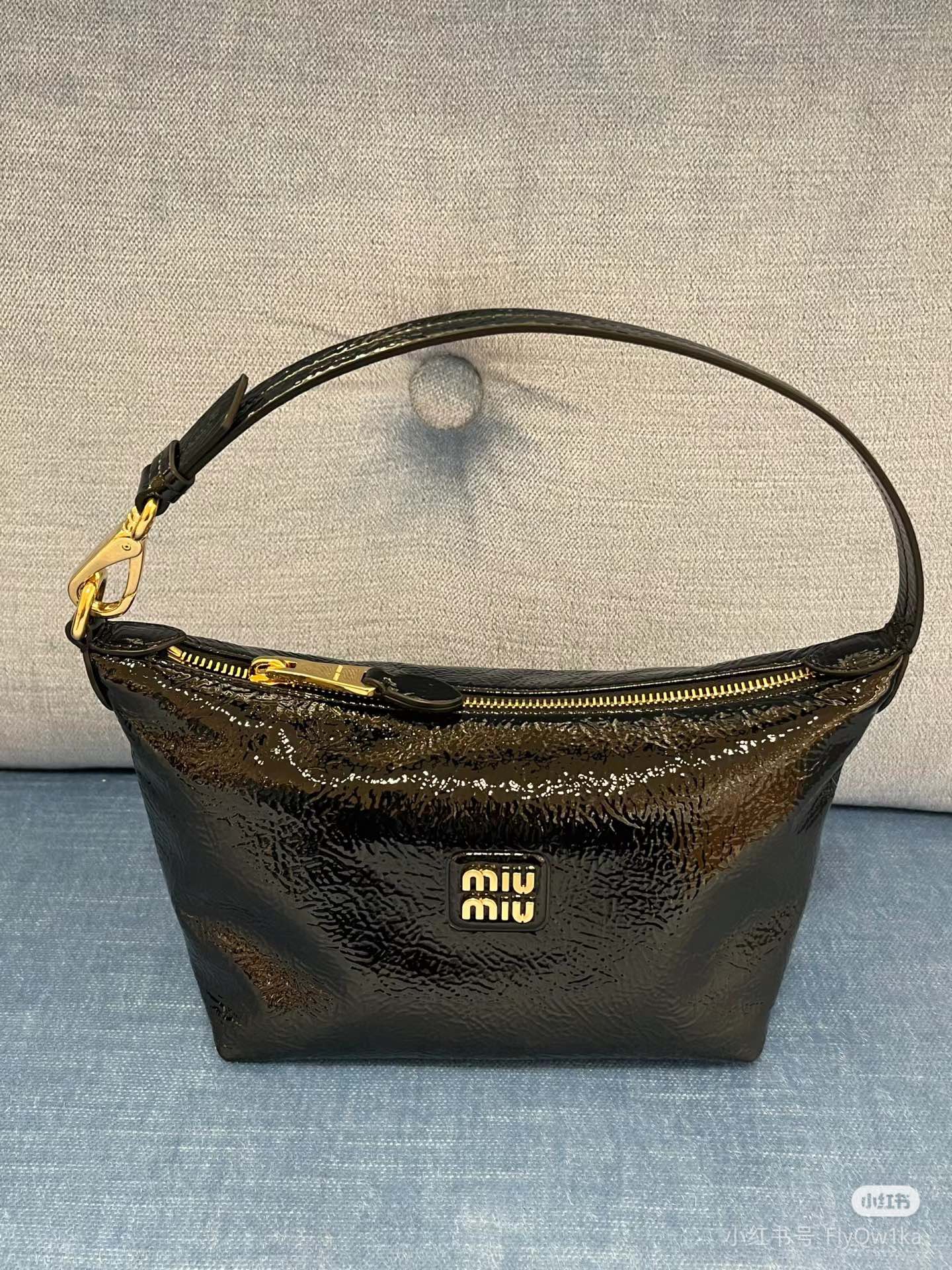 Miu Miu Patent Leather Tote Bag in Brown
