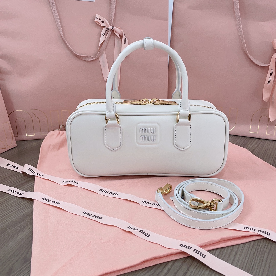 Miu Miu Chalk White Arcadie Leather Bag | Miu Miu