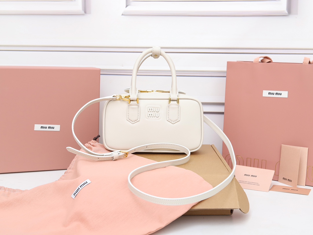Miu Miu Chalk White Arcadie Leather Bag | Miu Miu