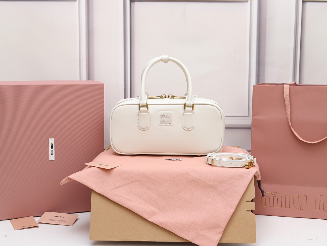 Miu Miu Chalk White Arcadie Leather Bag | Miu Miu