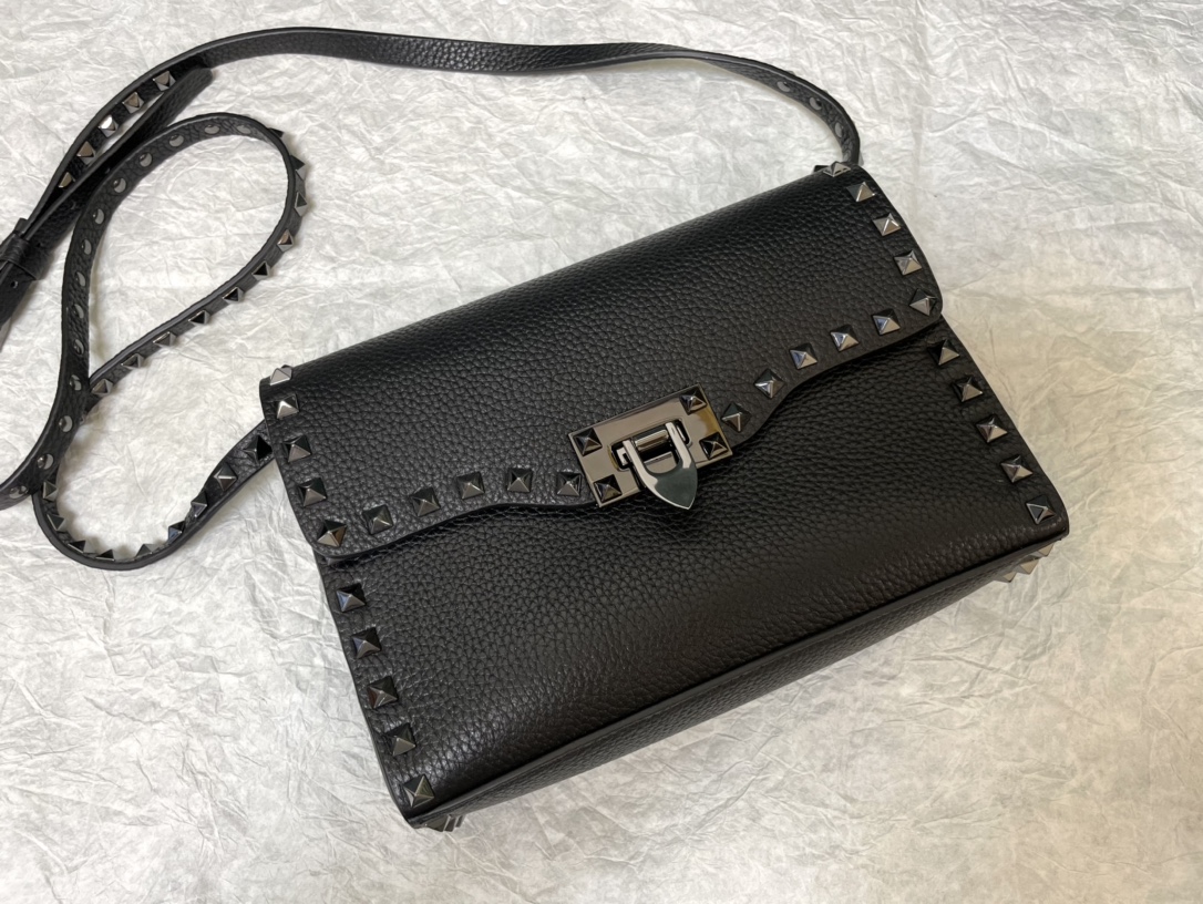 Valentino Small Rockstud Grainy Calfskin Crossbody Bag for Woman in