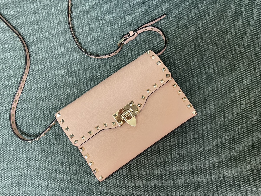 Valentino Pink Beige Rockstud Clutch Crossbody