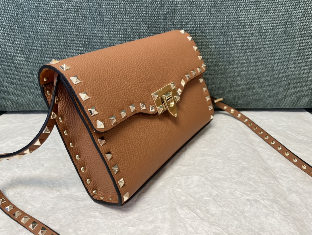Valentino Small Rockstud Grainy Calfskin Crossbody Bag for Woman in