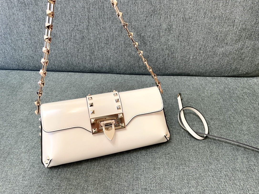 Valentino Garavani Rockstud Brushed Calfskin Shoulder Bag