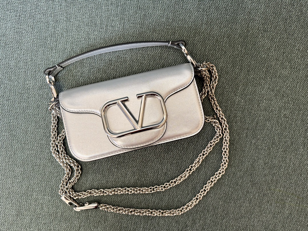 Valentino Small Valentino Garavani Locò Metallic Calfskin Shoulder Bag