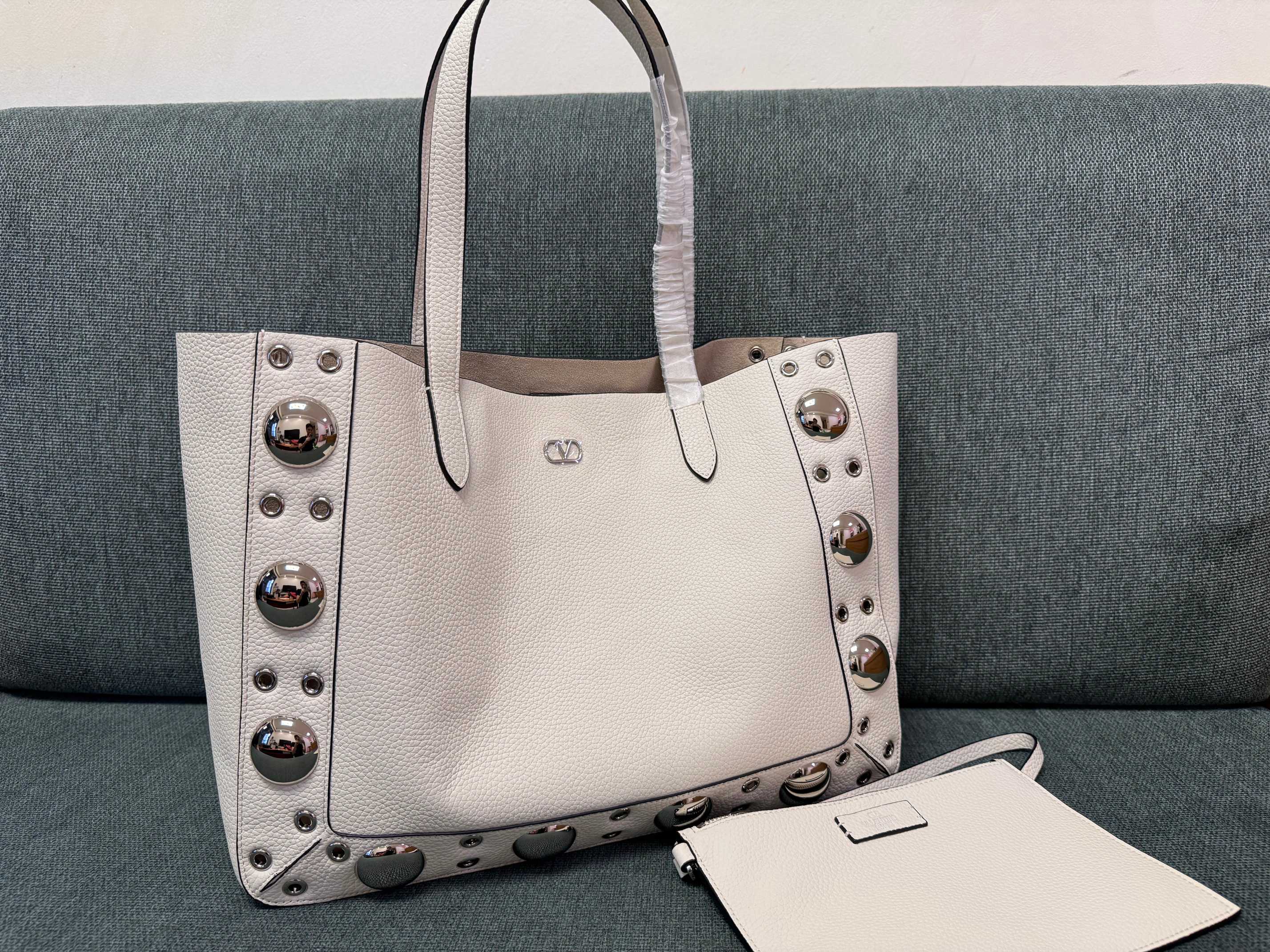 Valentino Garavani Nellcote Medium Tote Bag in Light Ivory |