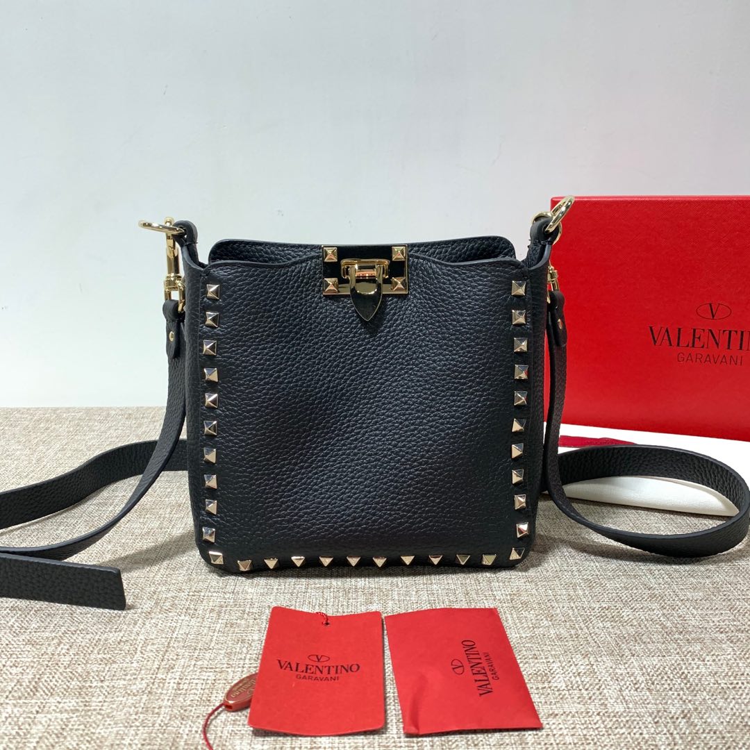 VALENTINO GARAVANI Pebbled Calfskin Mini Rockstud Flip-