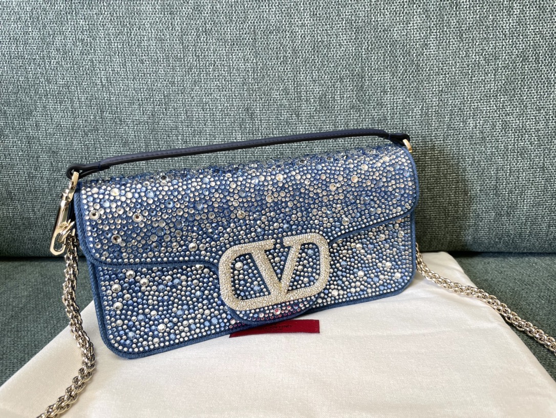 Valentino Garavani Locò Small embellished denim shoulder Valentino  00239