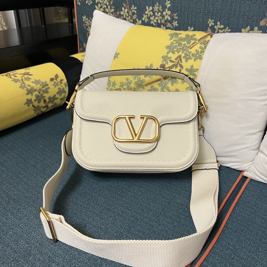 Valentino Garavani Alltime Leather Shoulder Bag – Neutr