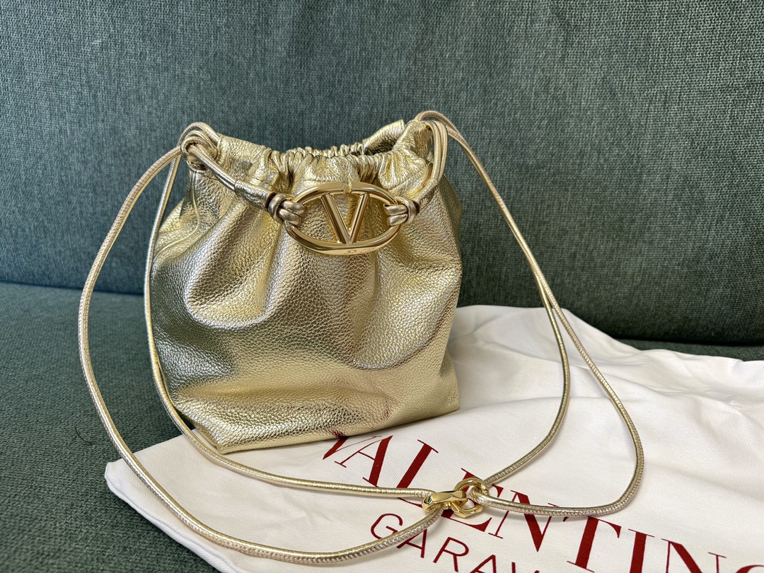 Valentino Garavani – Women’s VLogo Pouf Metallic Leather Mini Bucket Bag