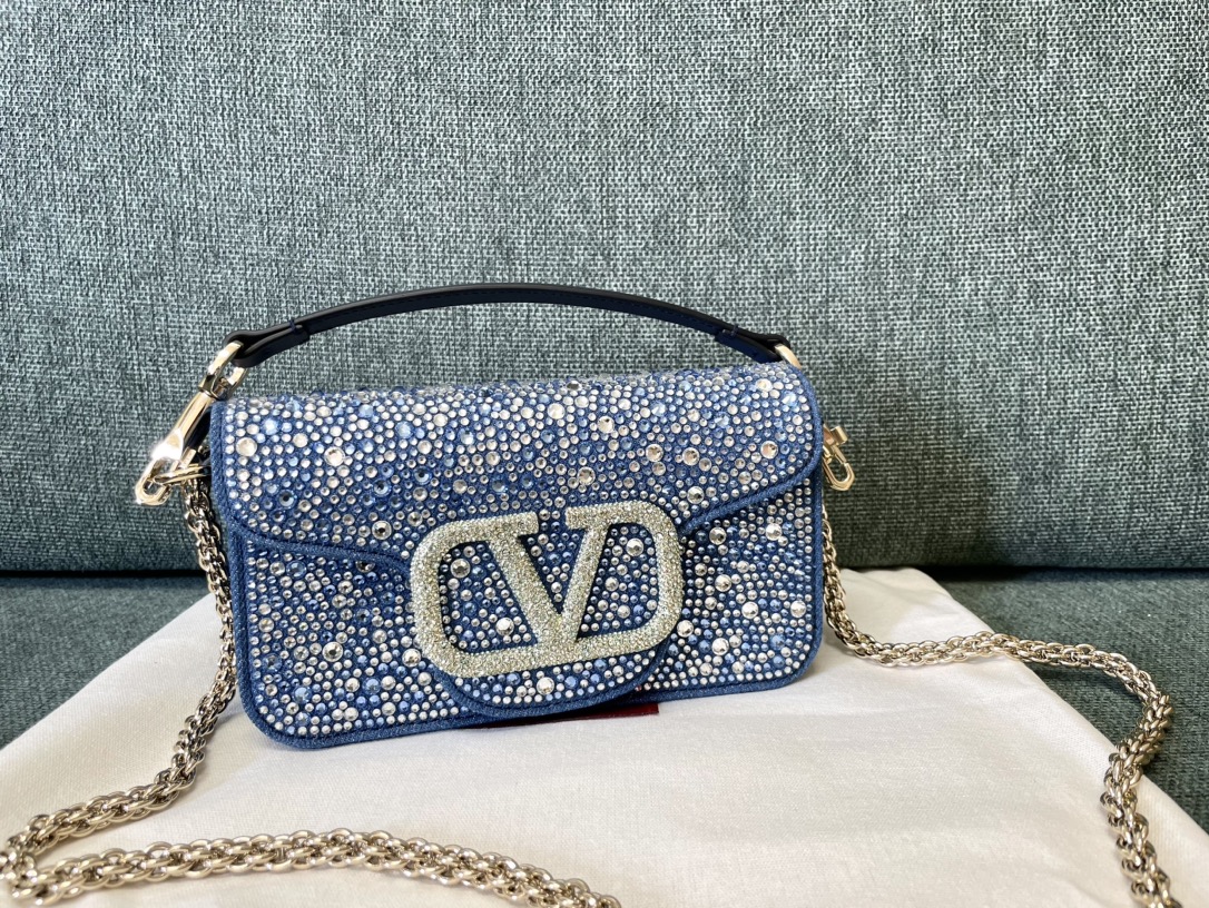 Valentino Locò Small embellished denim shoulder Valentino  00259