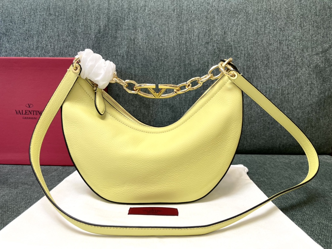 Valentino Women Small Vlogo Moon Hobo Bag in Leather with Valentino  00289