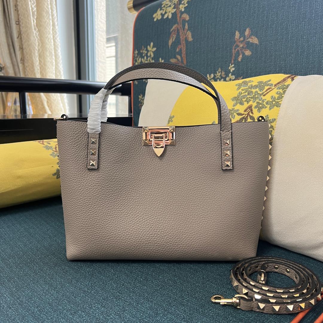 Valentino Garavani Small Rockstud Tote Bag | Grey