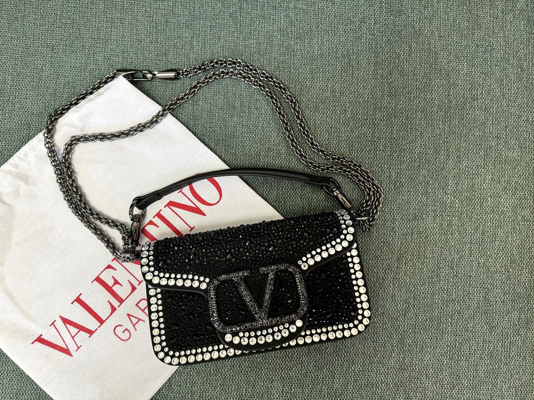 Valentino Garavani Small Locò crystal-embellished Shoulder