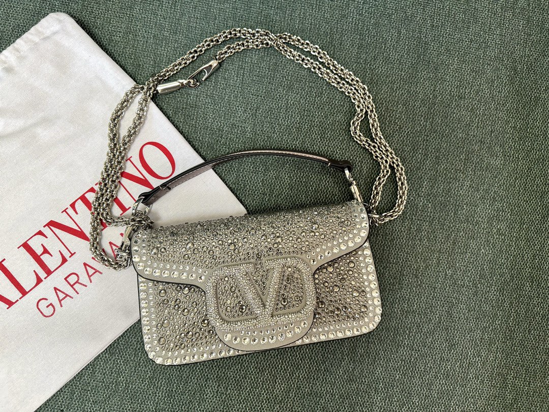 Valentino Small Valentino Garavani Locò Shoulder Bag With Rhinestones