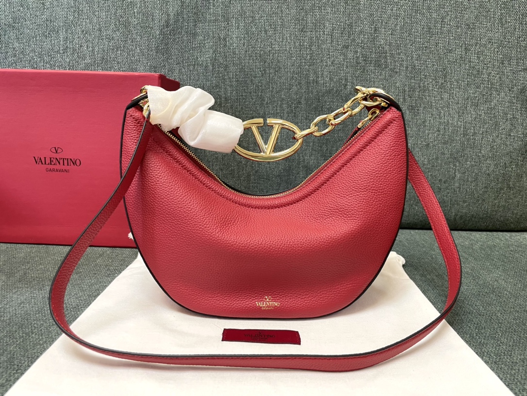 Valentino Garavani Small Vlogo Moon Hobo Bag – Rosso  Valentino  00299