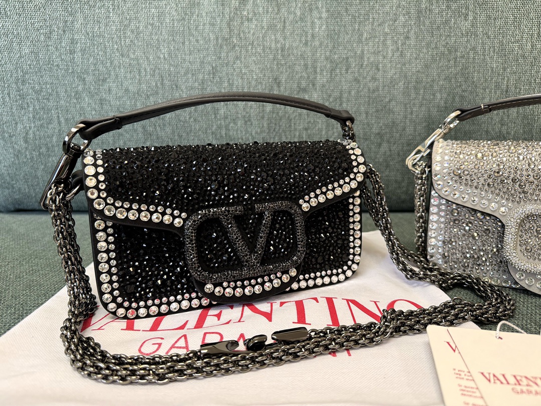 Valentino Garavani Small Locò crystal-embellished Shoulder
