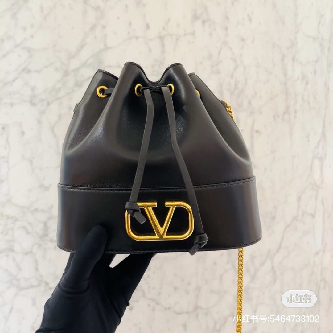 Valentino Mini Bucket Bag In Nappa With Vlogo Signature Chain for