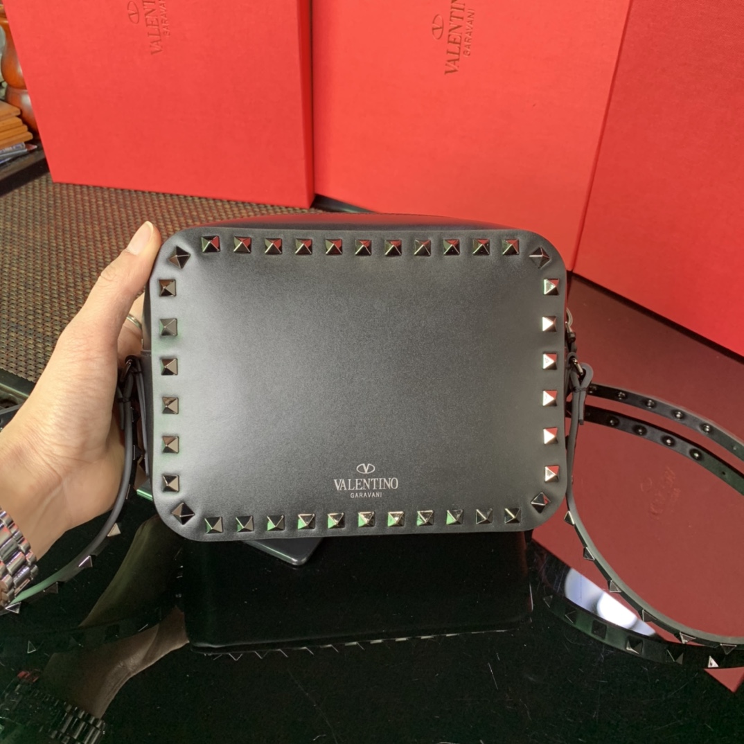 Valentino Garavani Studded Box Zipper Small Black Lambskin