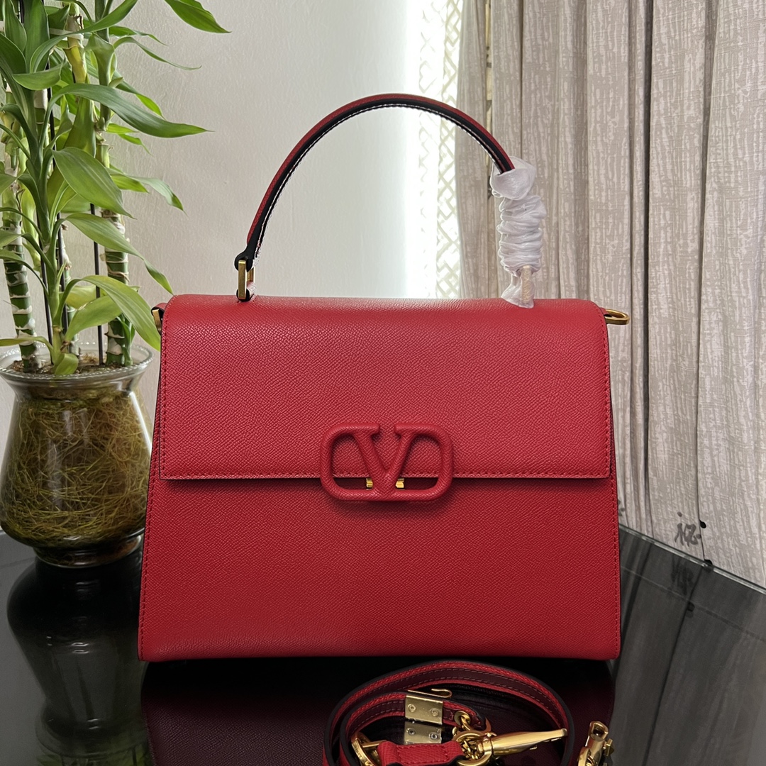 bag Valentino Vsling Grainy Calfskin Handbag-Red