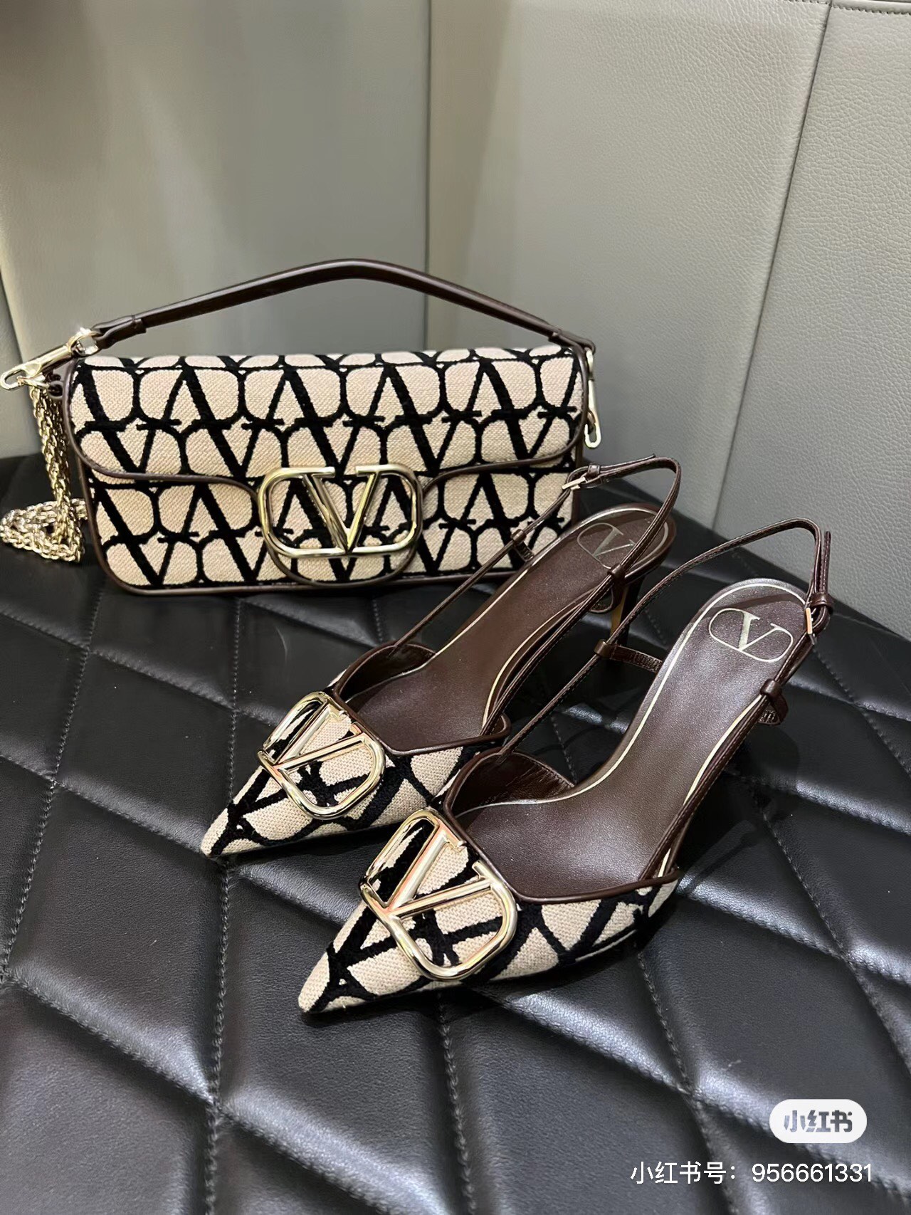 Valentino Logo Plaque Foldover Top Shoulder Bag