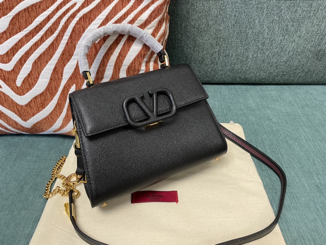 Valentino Small Vsling Grainy Calfskin Handbag for Woman in Black |