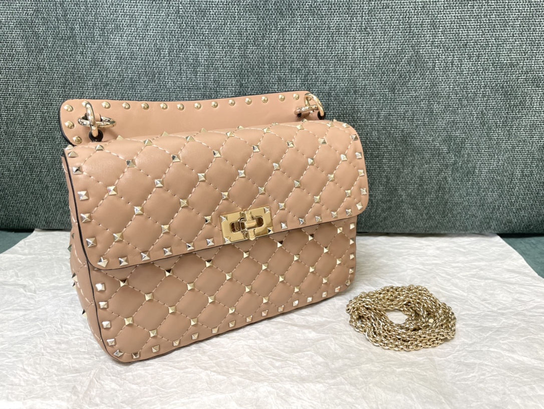 Valentino Medium Nappa Rockstud Spike Bag for Woman in Black