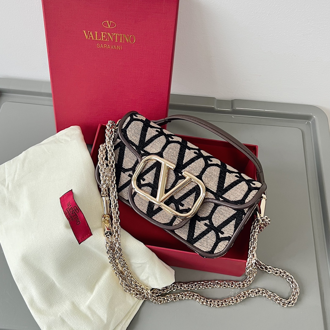 Valentino Loco Micro Bag with Chain with Toile Iconographe Embroidery Beige Blac | eBay