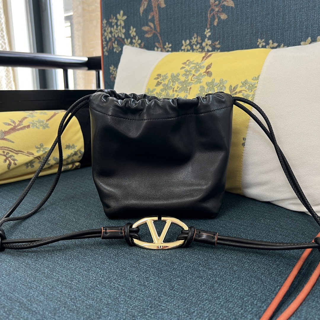 Valentino VLogo Medium Lambskin Bucket Bag