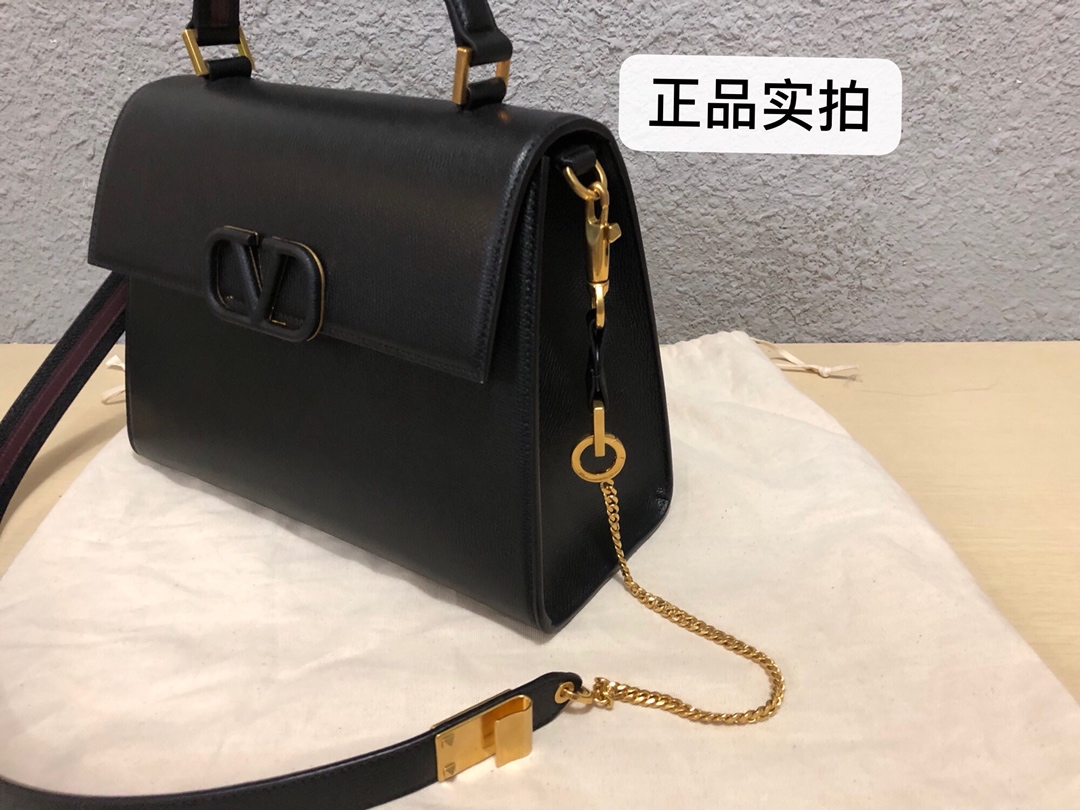 Valentino Small Vsling Grainy Calfskin Handbag for Woman in Black |