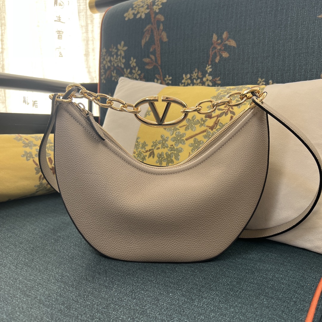 Valentino Garavani Medium Leather VLogo Moon Shoulder