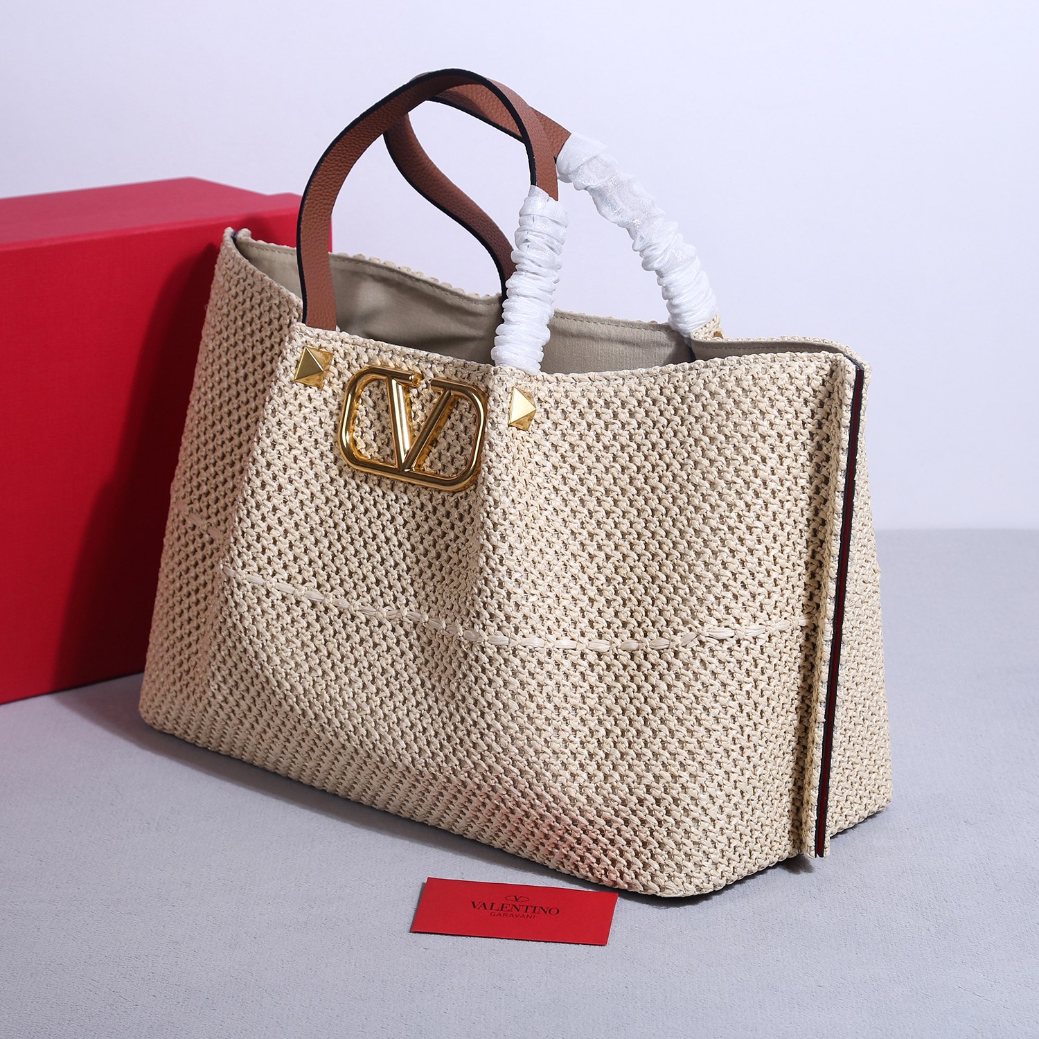 VALENTINO GARAVANI Raffia Grained Calfskin Medium