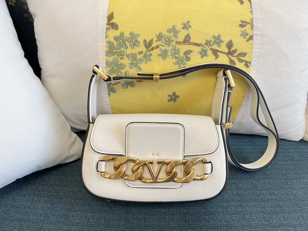 Valentino Garavani VLogo Leather Crossbody Bag | WhitE