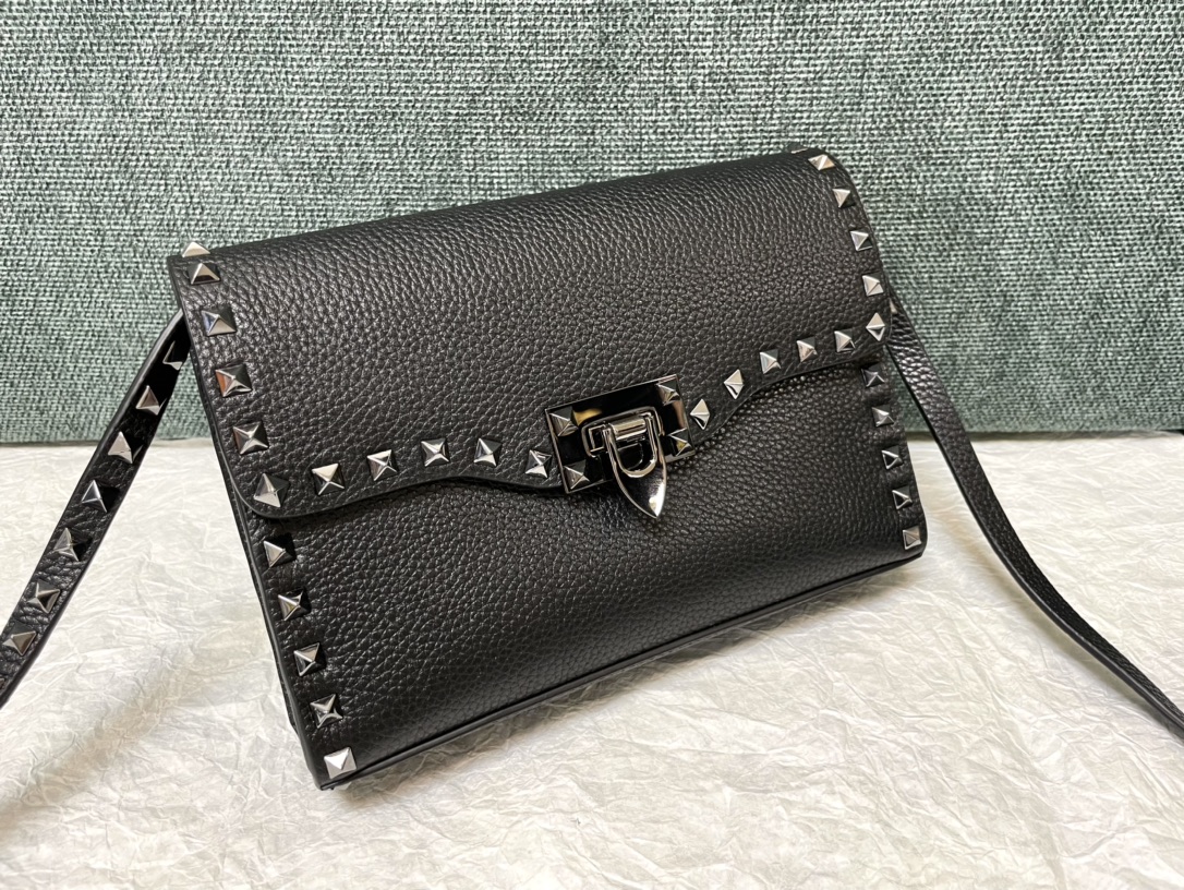 Valentino Small Rockstud Grainy Calfskin Crossbody Bag for Woman in