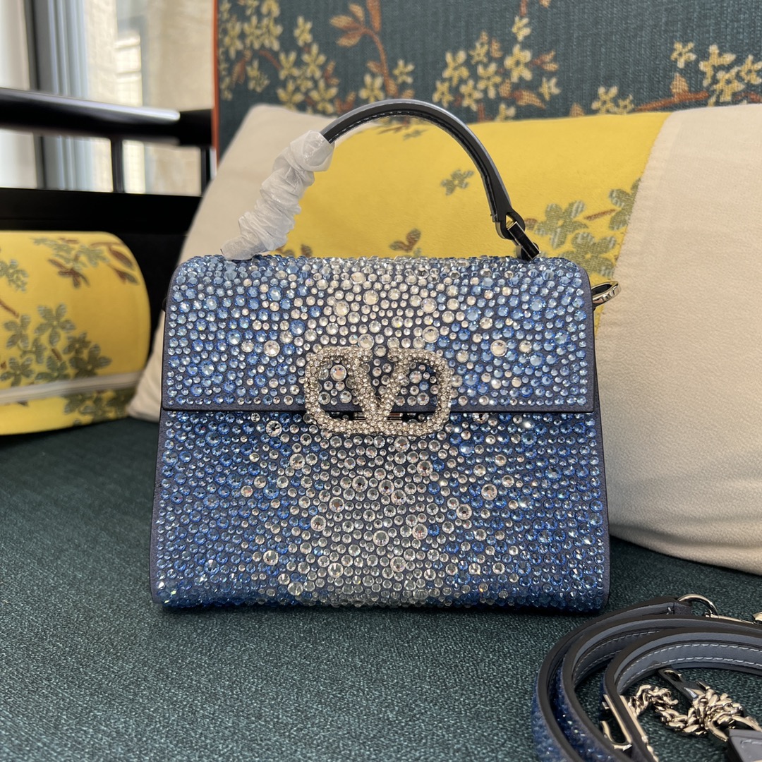 Valentino Garavani Mini VSling rhinestone-embellished Denim