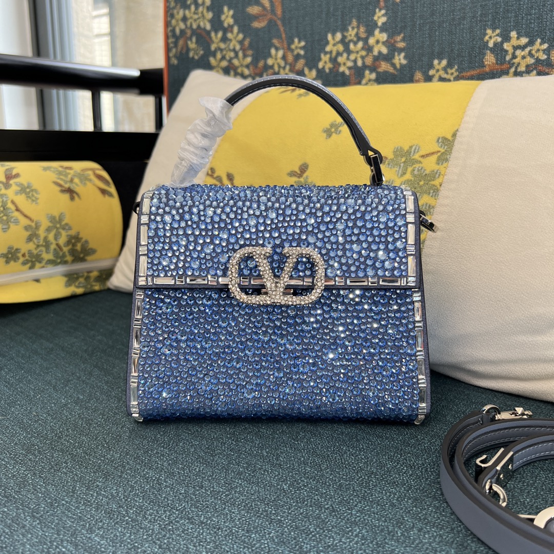 Valentino Small Valentino Garavani Locò Denim Shoulder Bag With