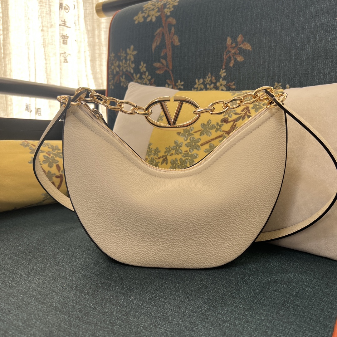 Valentino Garavani VLogo Moon Medium Grainy Calfskin Hobo