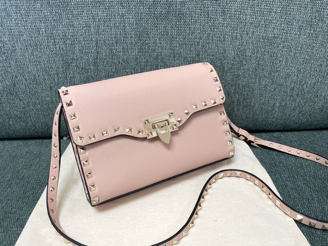 Valentino Small Rockstud Grainy Calfskin Crossbody Bag for Woman in