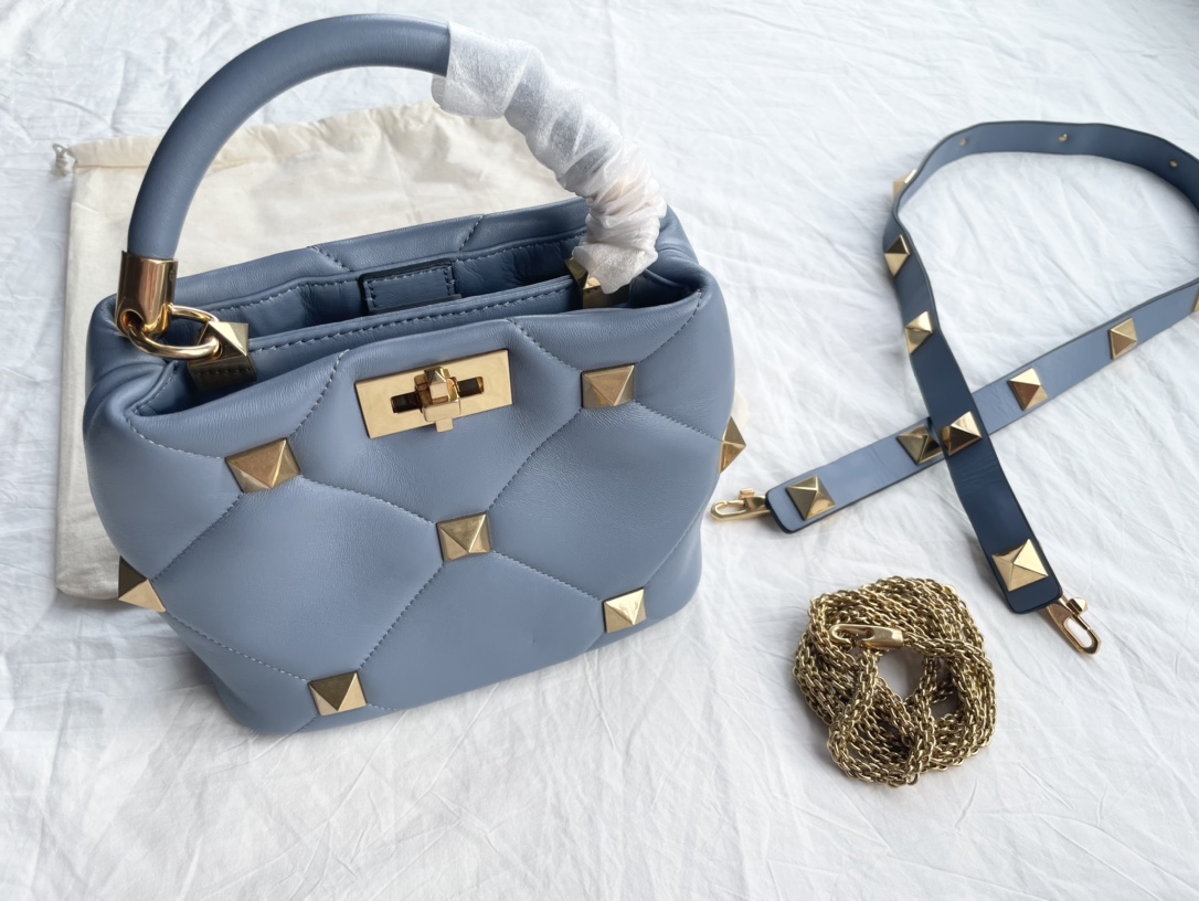 Valentino Roman Stud Small Handle Bag – Blue Handle Bags,