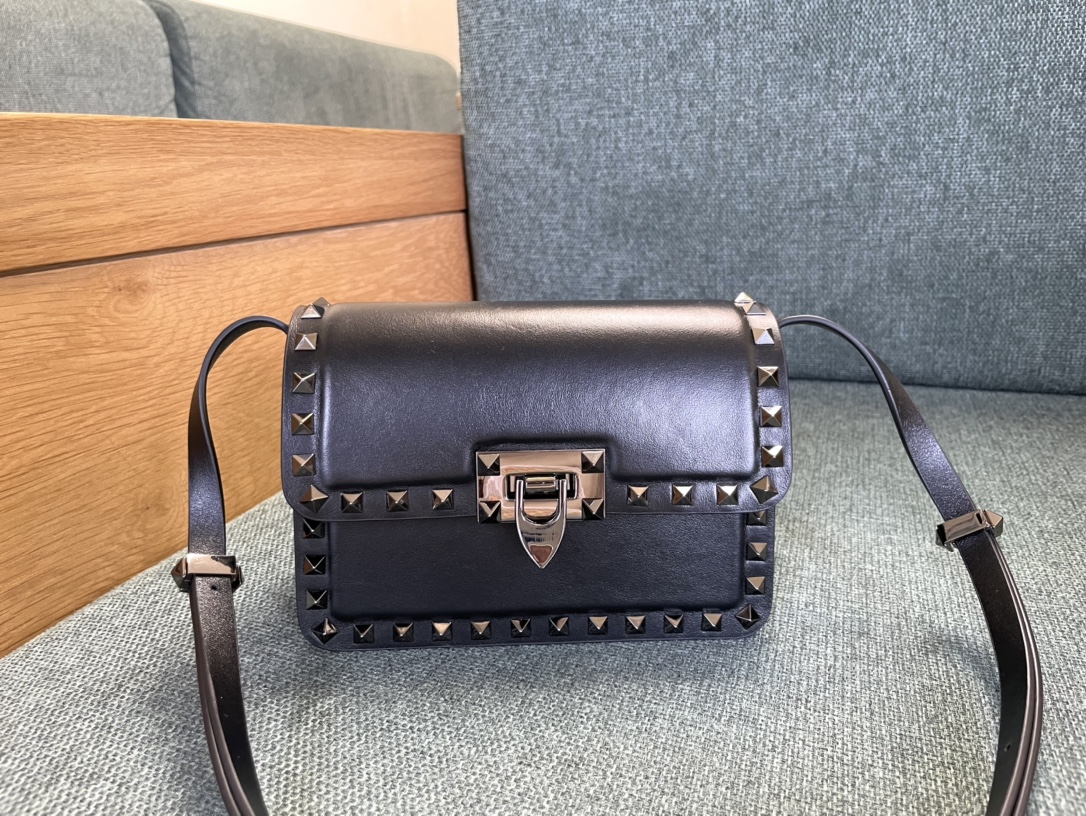 Valentino Small Rockstud Grainy Calfskin Crossbody Bag for Woman in