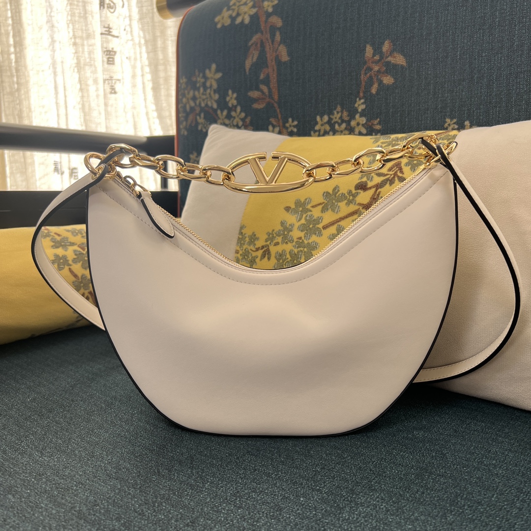 Valentino VLogo Moon Zip-Up Small Shoulder Bag