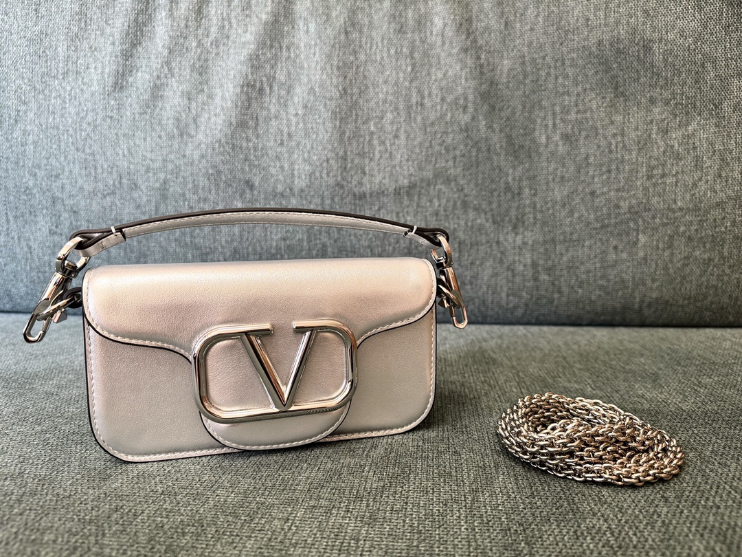 Valentino Garavani Locò Small Metallic Leather Shoulder Bag – Gold