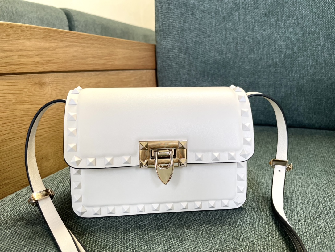 Valentino Rockstud Mini Leather Shoulder Bag Women’s White