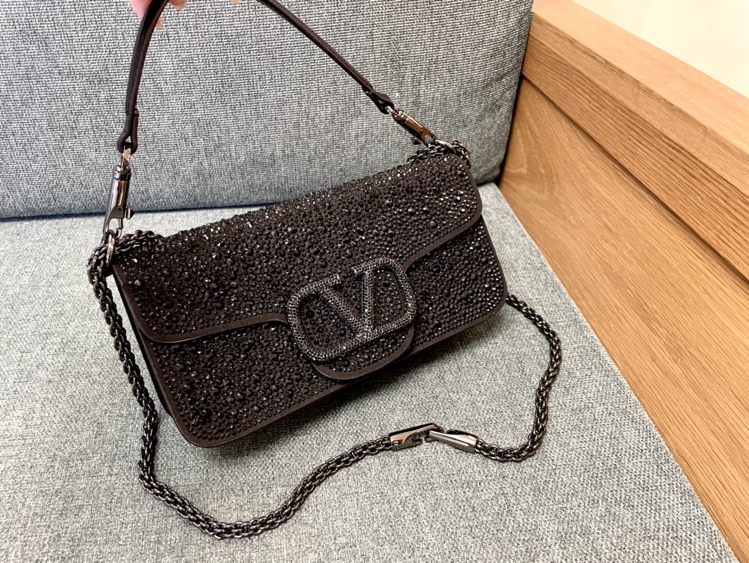 Valentino Logo 19cm bag studded with black brown \ rhinestones