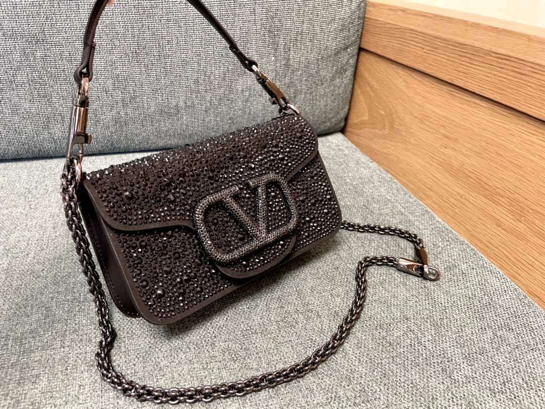 Valentino Logo 19cm bag studded with brown  rhinestones