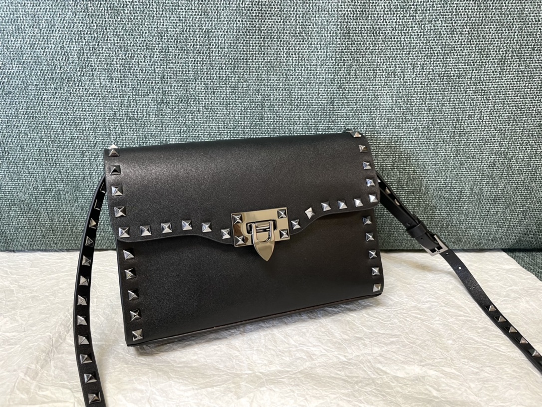 Valentino Small Rockstud Grainy Calfskin Crossbody Bag for Woman in