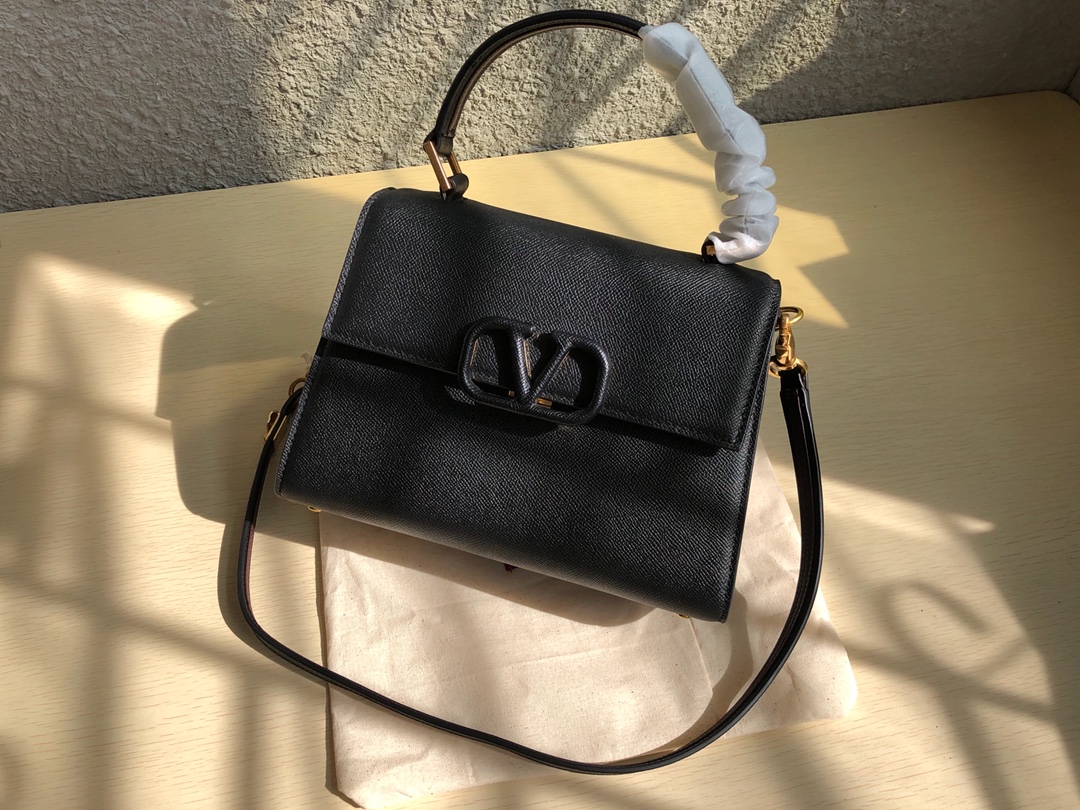 Valentino Small Vsling Grainy Calfskin Handbag for Woman in Black