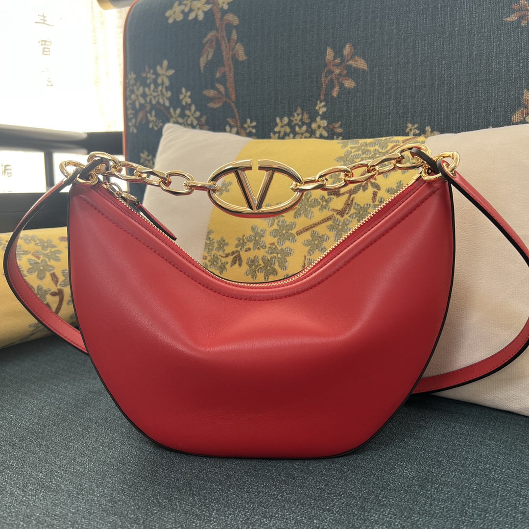 VALENTINO GARAVANI – Small V Logo Gate Leather Top Handle